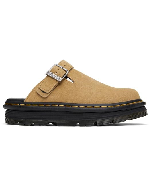 Dr. Martens Black Tan Zebzag Suede Platform Slip-On Loafers for men