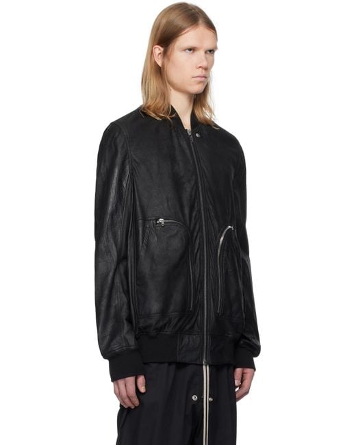 メンズ Rick Owens ブラック Hollywood レザー フライトジャケット Black