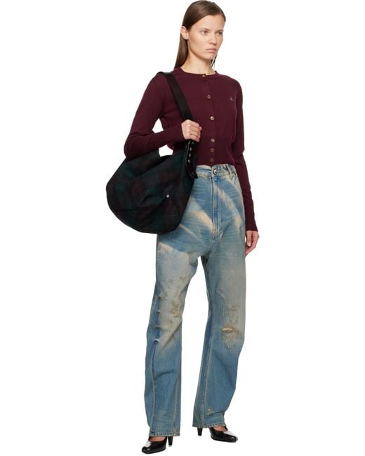 Vivienne Westwood Red Burgundy Bea Cropped Cardigan