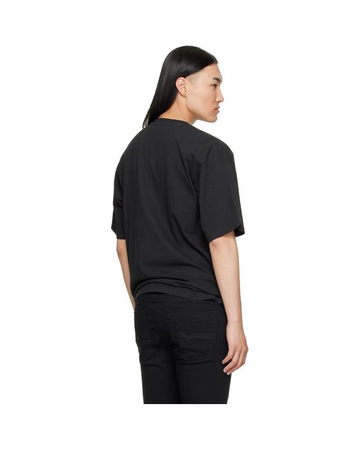 DIESEL Black Distressed Flocked Logo T-Shirt for men