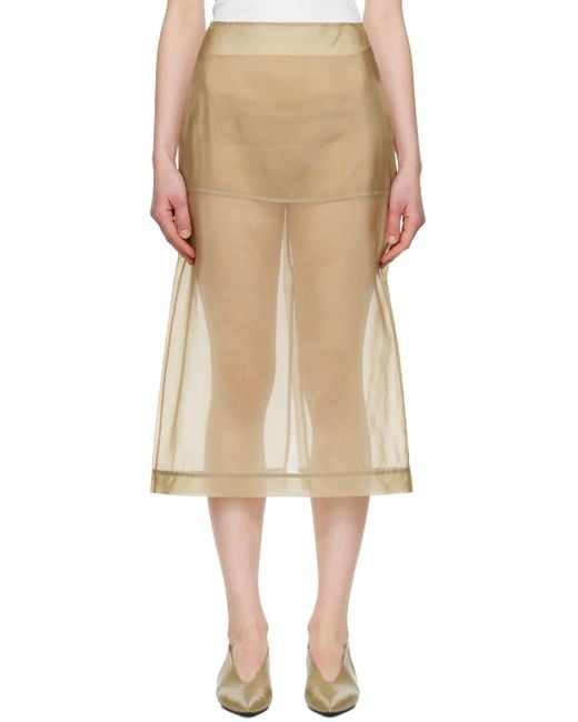 Frankie Shop Natural Peri Sheer Midi Skirt
