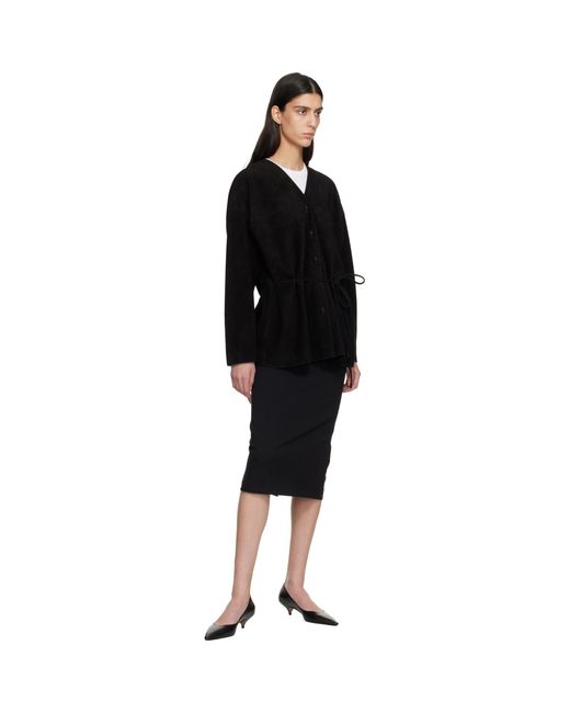 LE17SEPTEMBRE Black Collarless Suede Jacket