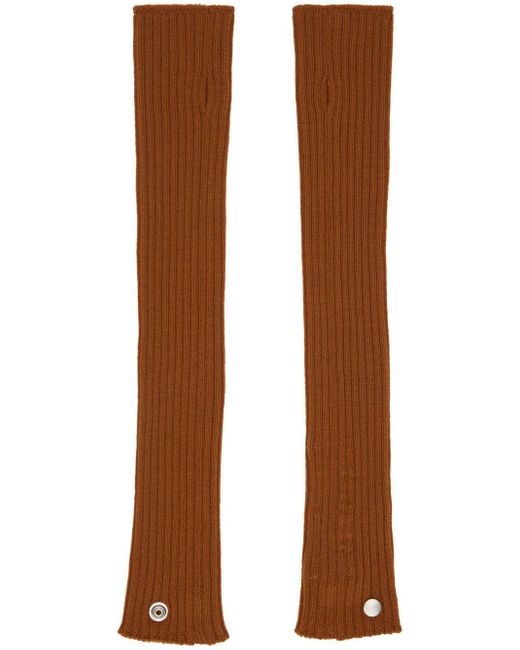 Rick Owens Brown Tan Rasato Knit Arm Warmers