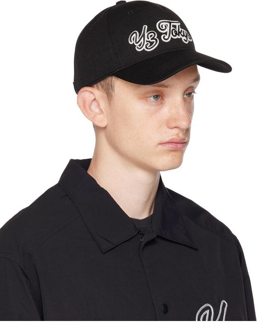 Y-3 Black Embroidered Cap for men