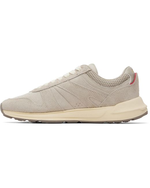 HUGO White Logo Detail Textured-Suede Sneakers for men