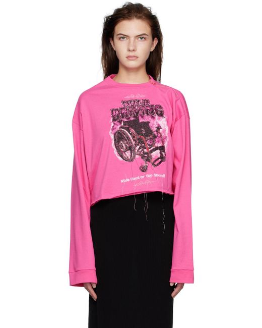 Doublet Pink Off-shoulder Long Sleeve T-shirt
