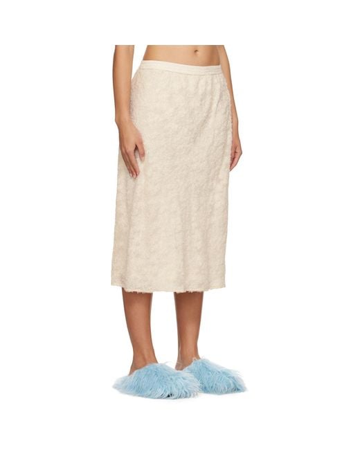 Song For The Mute Natural Off- Shaggy Midi Skirt