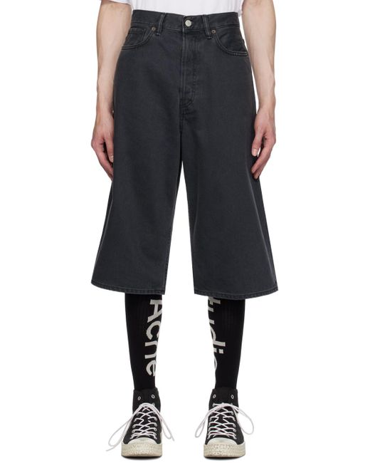 Acne Black Gray Five-pocket Denim Shorts for men