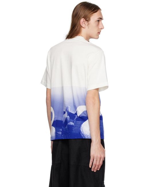Burberry White & Blue Swan Print T-shirt for men