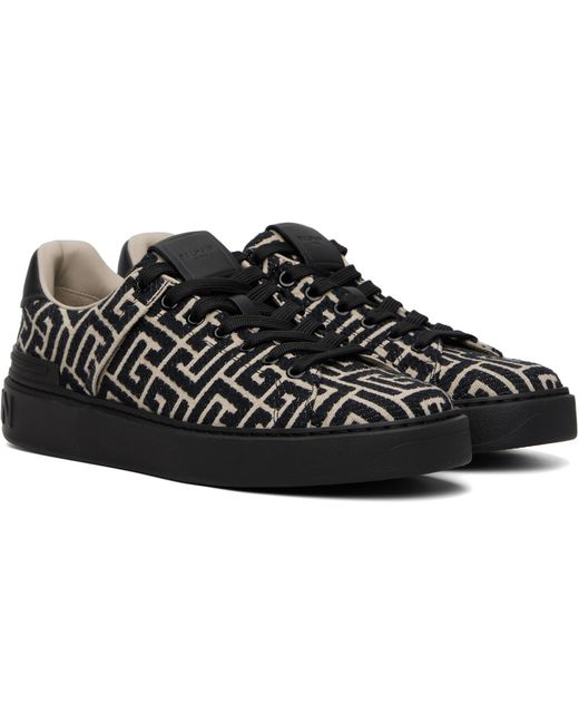 Balmain Black Monogram Jacquard B-Court Trainers for men