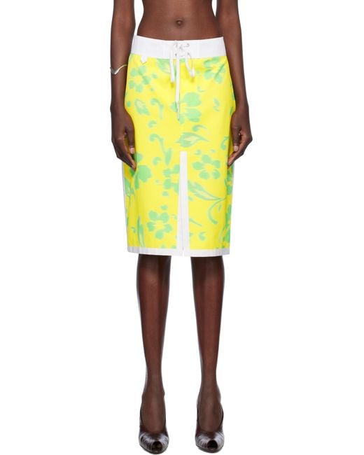 JULIE KEGELS Yellow Pencil Midi Skirt