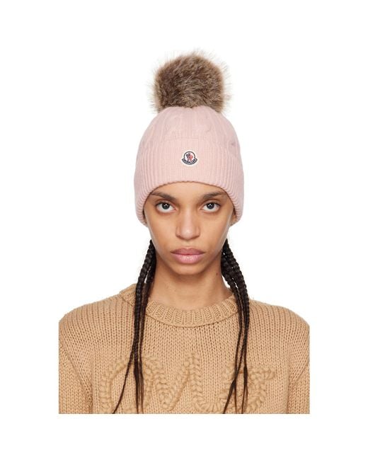 Moncler Pink Wool & Cashmere Pom Pom Beanie