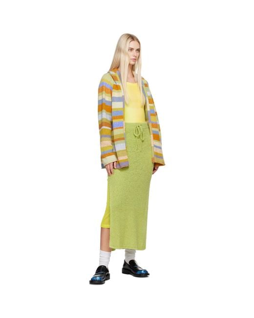 The Elder Statesman Green Selerino Net Midi Skirt