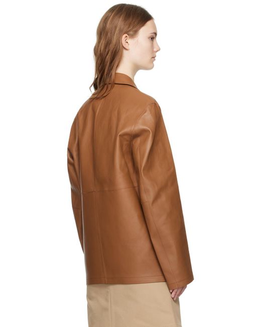 Totême  Brown Toteme Tan Clean Leather Jacket