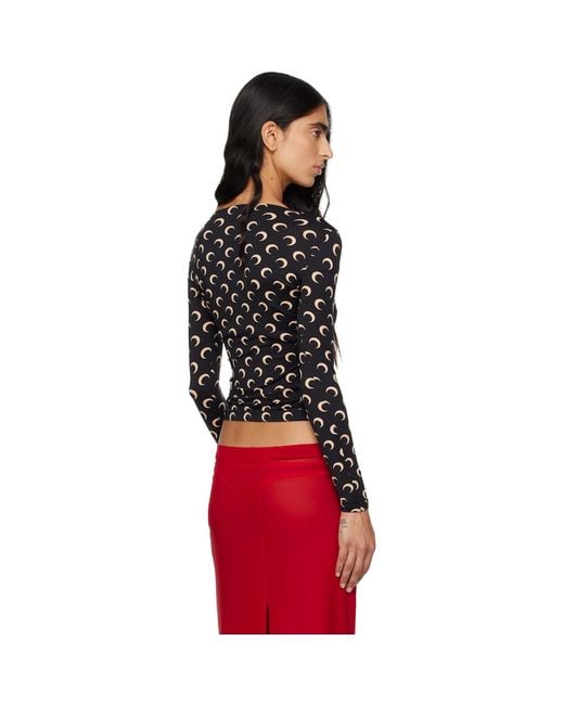 MARINE SERRE Red Moon Printed Square Neck T-Shirt