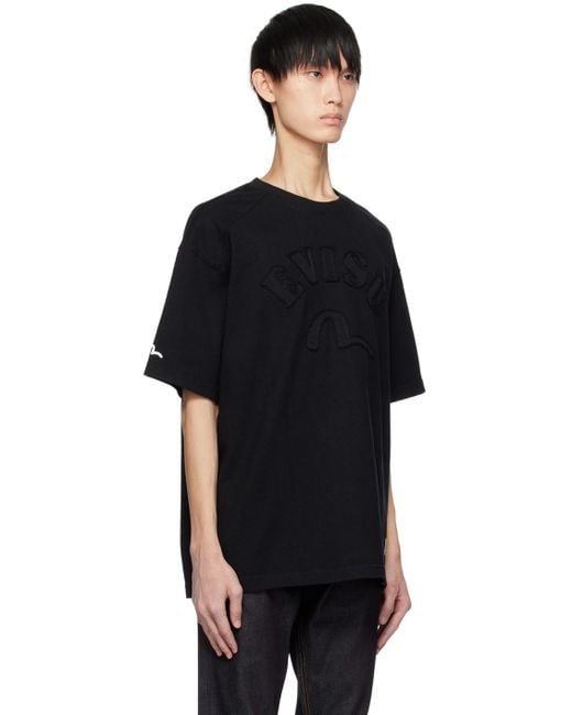 Evisu Black Appliqué T-shirt for men
