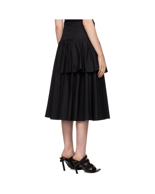 Renaissance Renaissance Black Pleated Polyester Midi Overlay Skirt