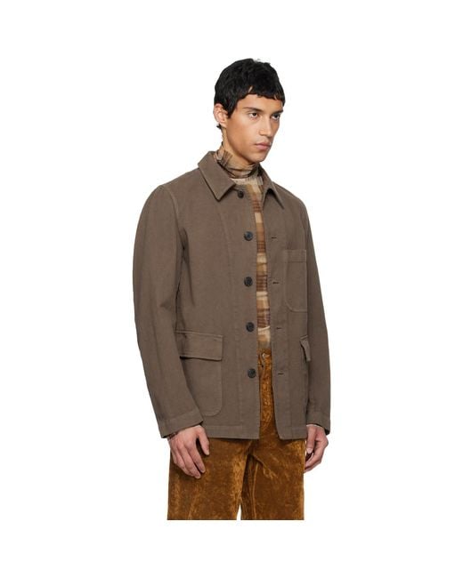 Dries Van Noten Brown Twill Jacket for men