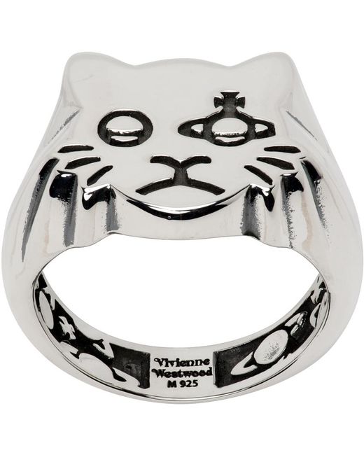 Vivienne Westwood Brown Silver Kat Seal Ring