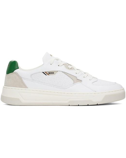 メンズ Boss ホワイト Aiden スニーカー Black