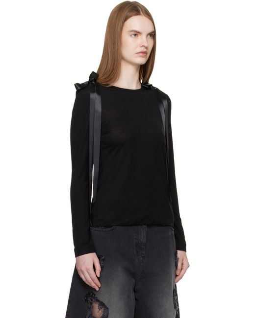 Simone Rocha Black Bow Ribbon Tail Long Sleeve T-Shirt