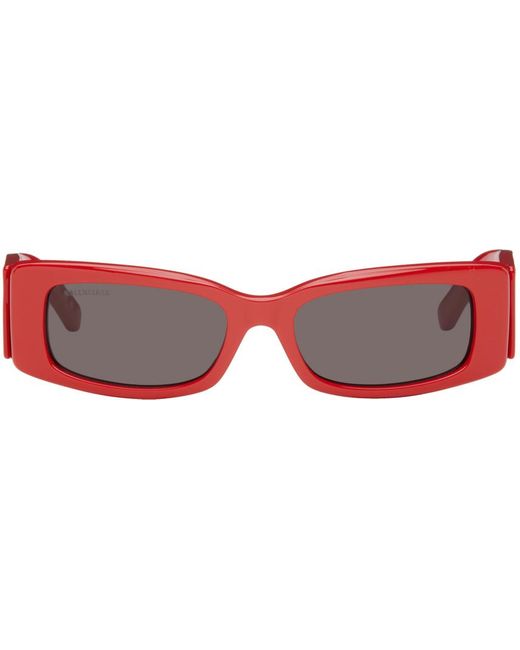 Balenciaga Red Everyday Rectangular Sunglasses