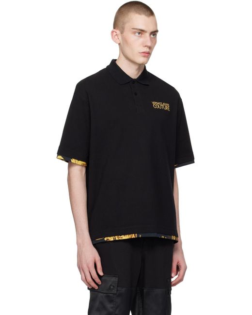 Versace Black Layered Polo for men