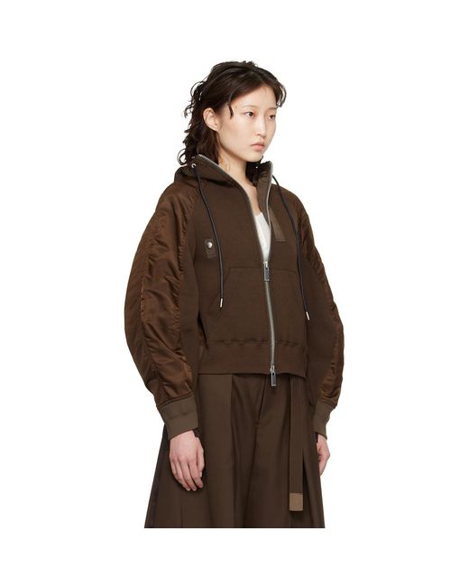 Sacai Brown Sponge Sweat Hoodie