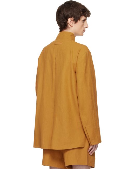 Zegna Orange Standing Collar Overshirt for men