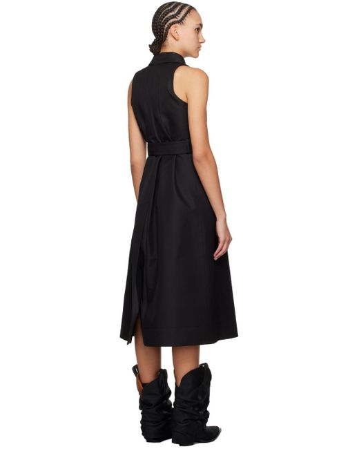 Sacai Black Belted Midi Dress