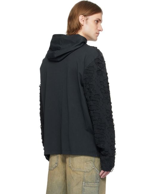 メンズ DIESEL ブラック T-Crane-Ls-Hood フーディ Black