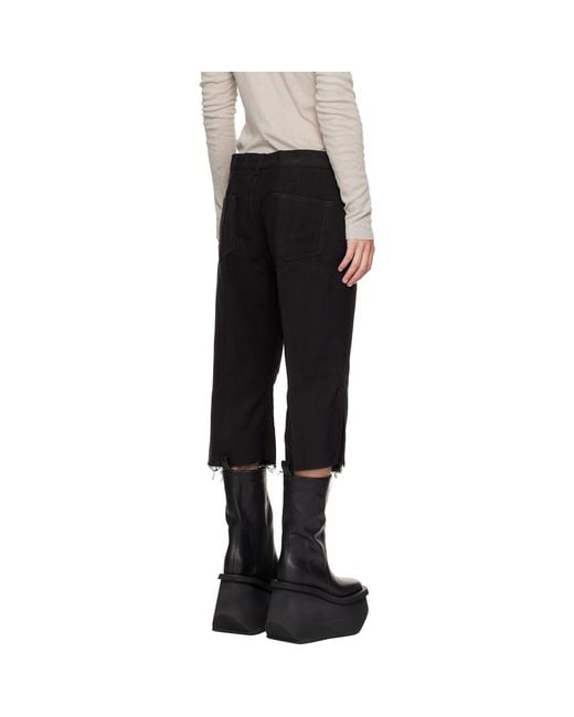 Rick Owens Black Tower Bolan Cutoff Jeans for men