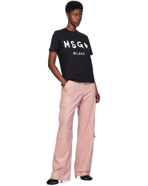 MSGM Black Solid Color T-shirt