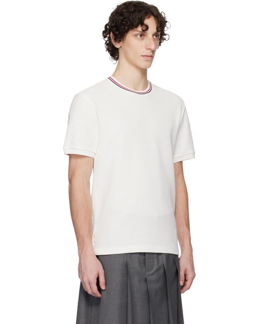 Thom Browne White Off- Cotton Waffle Rib Cuff T-Shirt for men
