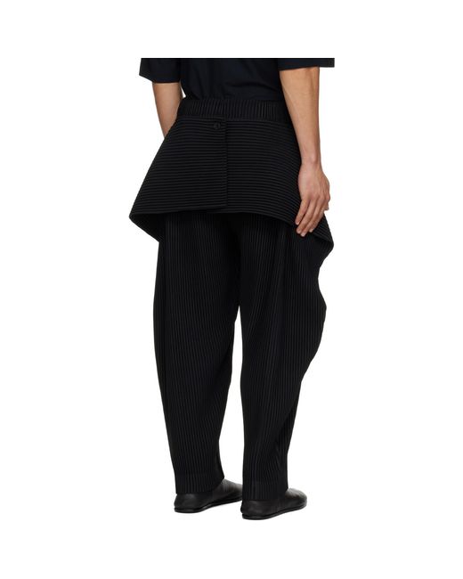Homme Plissé Issey Miyake Black Cover And Fold Trousers for men