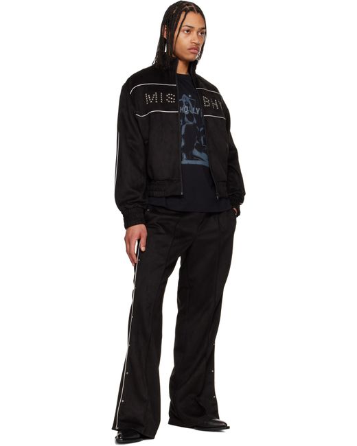 M I S B H V Black Star Faux Suede Track Jacket for men