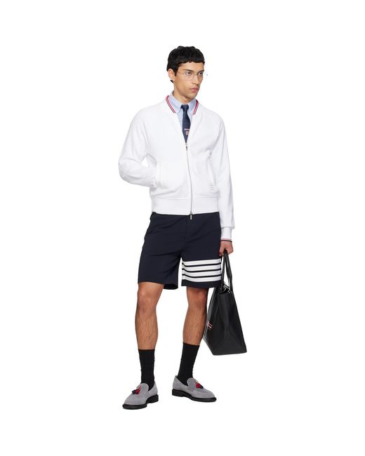 Thom Browne White Pique Loopback Rwb Tipping Sweater for men