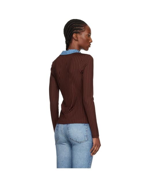 Rag & Bone Black Burgundy Natalia Colorblock Long Sleeve Polo
