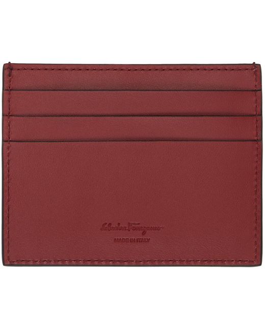 Ferragamo Black & Red Hardware Card Holder for men