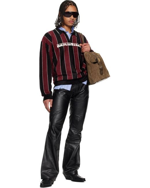 Martine Rose Black Boot Cut Utility Leather Pants for men