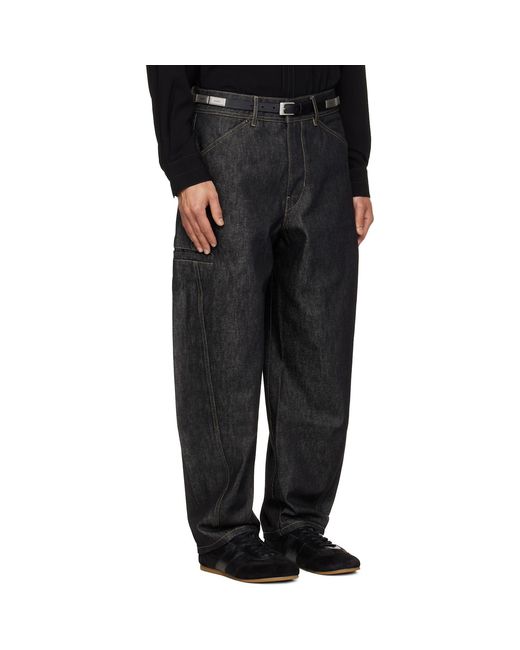 Lemaire Black Twisted Workwear Jeans for men