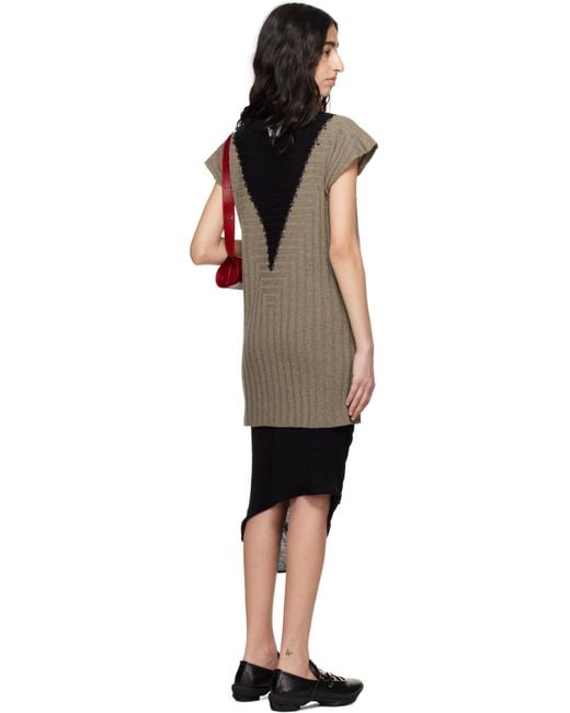Kiko Kostadinov ブラウン＆ブラック Dakota Vest ミニワンピース Black