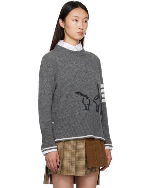 Thom Browne Black Fine Merino Intarsia Geese 4-Bar Sweater