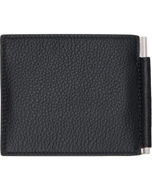 Tom Ford Black Grain Leather Money Clip Wallet for men