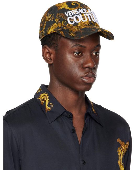 Versace Black Watercolor Couture Baseball Cap for men