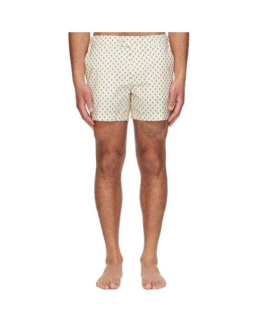 Tom Ford White Off- Paisley Print Nylon Swim Shorts for men