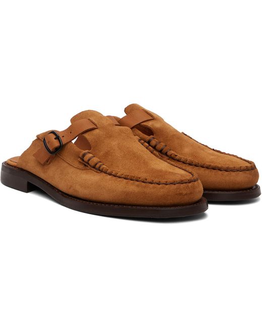 Hereu Brown Tan Barraca Suede Vibram Loafers for men