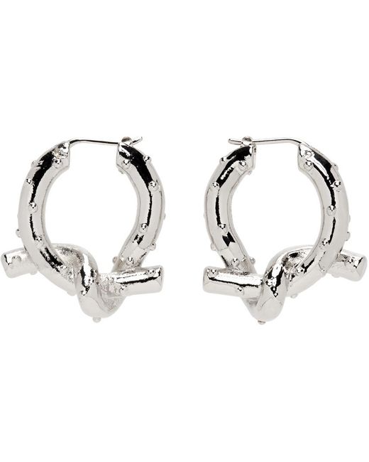 Acne Black Silver Knot Earrings for men
