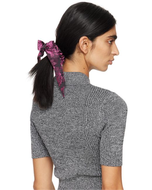 Ganni Purple Jacquard Bow Scrunchie