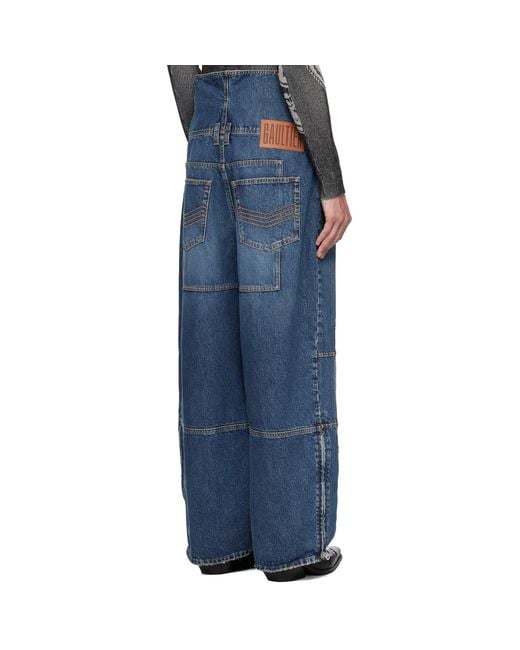 Jean Paul Gaultier Blue Zipped Patch Jeans for men